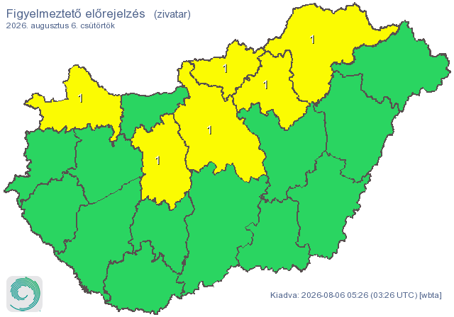 Csapadék jön: záporok, zivatarok miatt adtak ki figyelmeztetést.