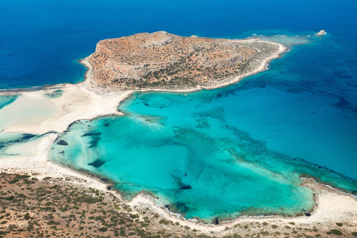 Crete, Greece. Aerial view of Balos Lagoon beach