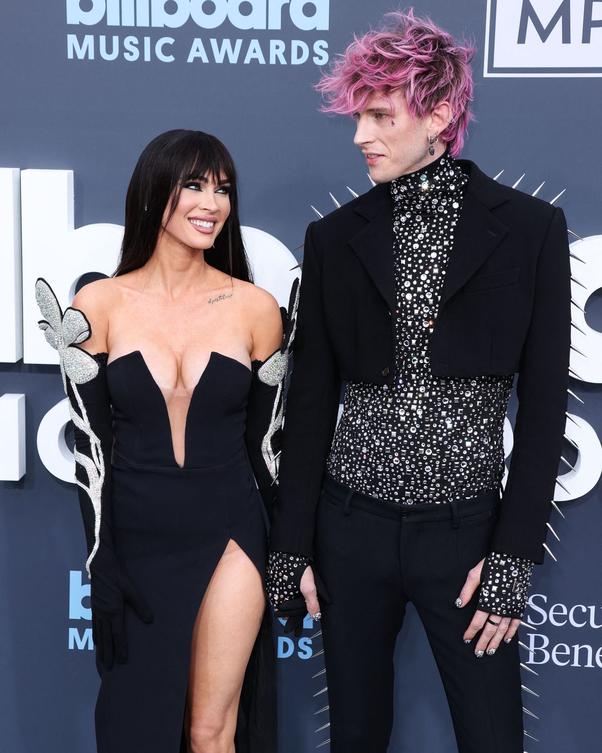 (FILE) Megan Fox and Machine Gun Kelly welcome baby girl on Thursday, March 27, 2025. LAS VEGAS, NEVADA, USA - MAY 15: American actress Megan Fox and boyfriend/American rapper and singer-songwriter Machine Gun Kelly (Colson Baker) arrive at the 2022 Billboard Music Awards held at the MGM Grand Garden Arena on May 15, 2022 in Las Vegas, Nevada, United States. (Photo by Xavier Collin/Image Press Agency/NurPhoto) (Photo by Image Press Agency / NurPhoto via AFP)