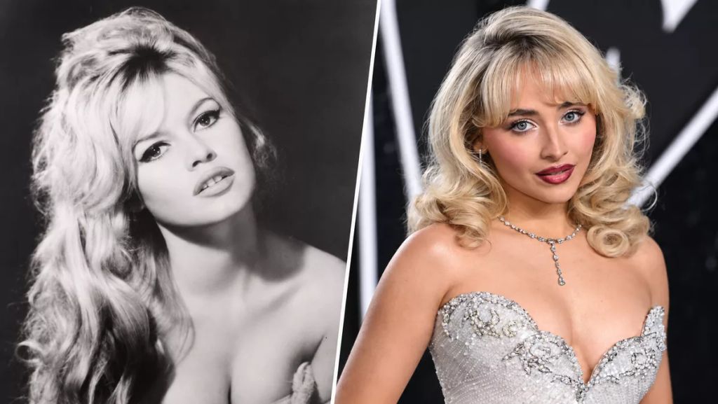 Brigitte Bardot és Sabrina Carpenter: babaarcú szépségek, játékosan szexi imázzsal.