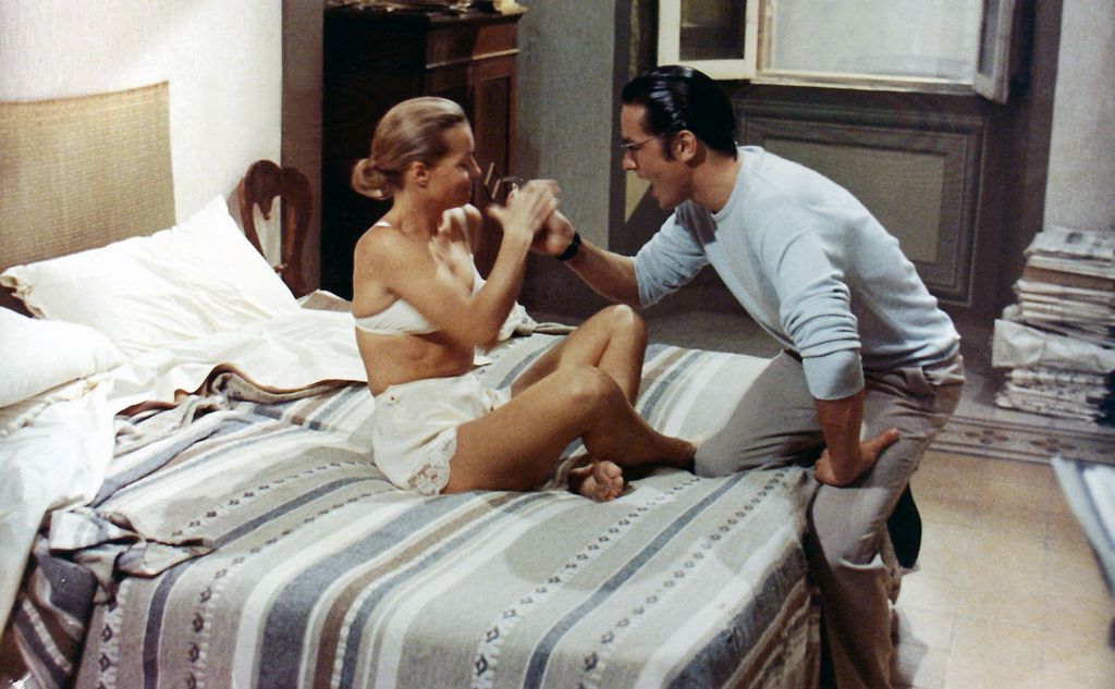 Alain Delon és Romy Schneider a Trockij meggyilkolása című filmben 1972-ben.