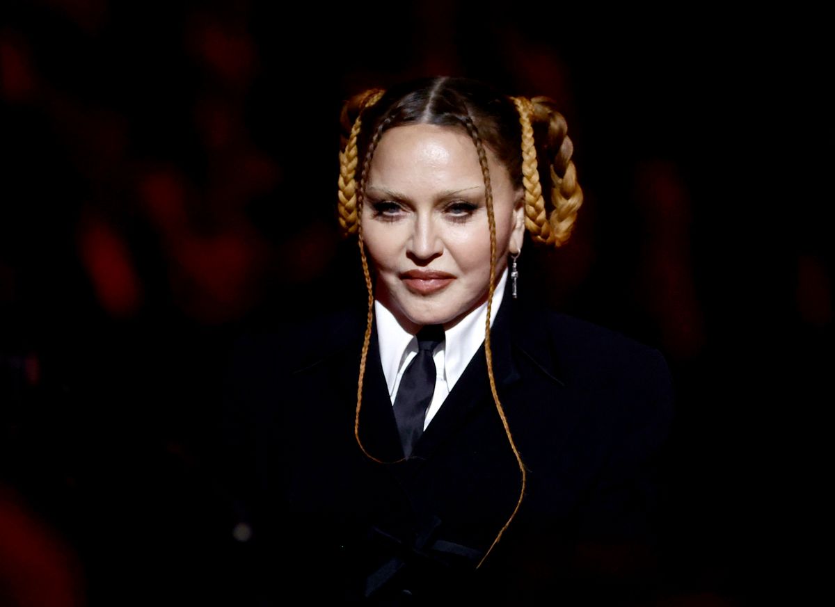 LOS ANGELES, CALIFORNIA - FEBRUARY 05: (FOR EDITORIAL USE ONLY) Madonna speaks onstage during the 65th GRAMMY Awards at Crypto.com Arena on February 05, 2023 in Los Angeles, California. Frazer Harrison/Getty Images/AFP (Photo by Frazer Harrison / GETTY IMAGES NORTH AMERICA / Getty Images via AFP)
