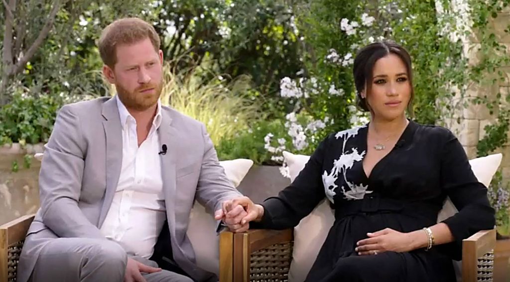 Harry herceg és Meghan Markle elhíresült interjúja Oprah Winfrey-vel 2021 márciusában.