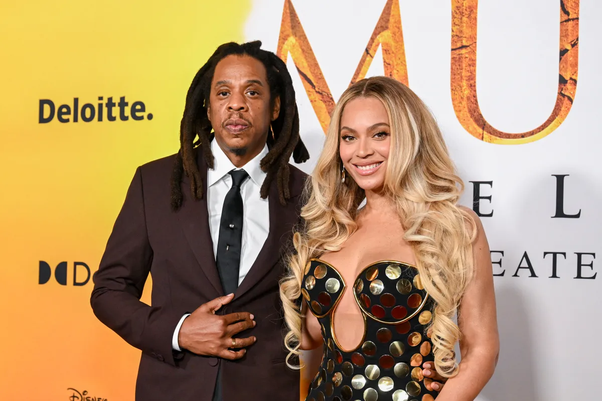 Jay-Z, Beyoncé at the "Mufasa: The Lion King" premiere at Dolby Theatre on December 09, 2024 in Los Angeles, California. (Photo by Gilbert Flores/Variety via Getty Images)
