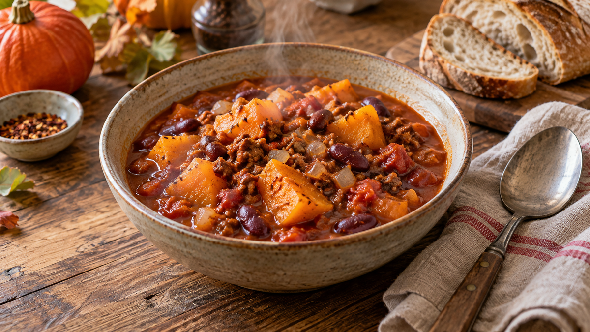 Ősz a tányérban: darált húsos sütőtökös chili