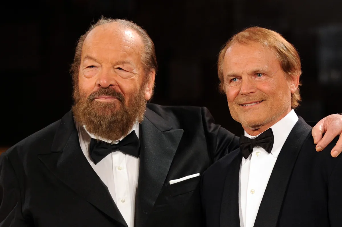 ROME - MAY 07: Bud Spencer and Terence Hill attend the 'David Di Donatello' movie awards at the Auditorium Conciliazione on May 7, 2010 in Rome, Italy. (Photo by Venturelli/WireImage)