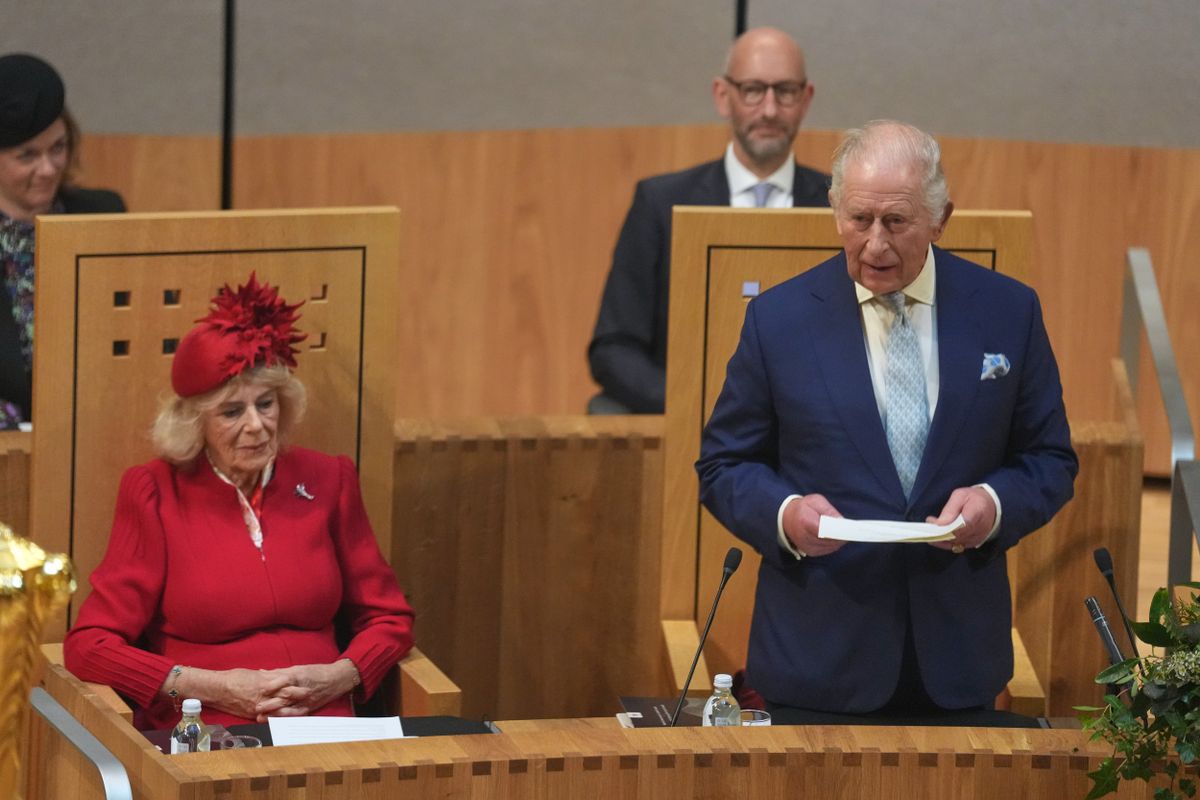 King Charles III making a speech during the ceremonial opening of the Senedd in Cardiff. Picture date: Thursday October 15, 2026.
