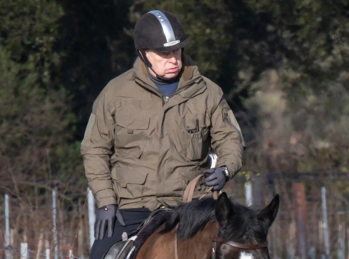 31 January 2026.
Andrew Mountbatten-Windsor rides near Windsor Castle. The US justice department has released three million pages relating to Jeffrey Epstein.
Credit: GoffPhotos.com Ref: KGC-911