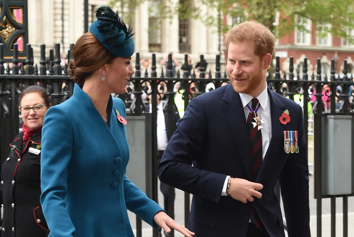 Katalin hercegné és Harry herceg, az ANZAC-napi megemlékezésen és hálaadáskor a westminsteri apátságban 2019. április 25-én Londonban.