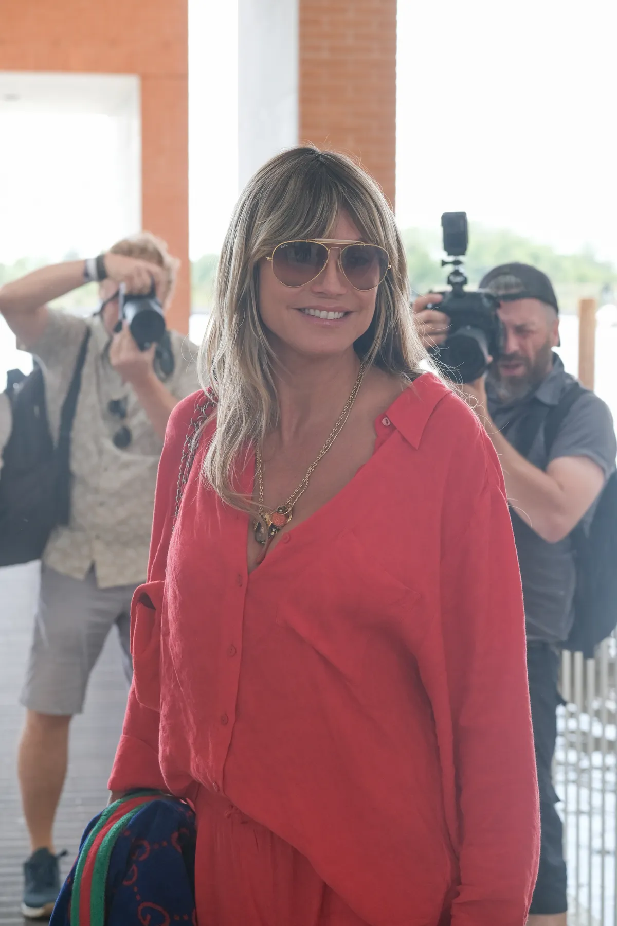 VENICE, ITALY - AUGUST 26: Heidi Klum is seen arriving ahead of the 82nd Venice International Film Festival 2025 on August 26, 2025 in Venice, Italy. (Photo by Stefano Mazzola/GC Images)