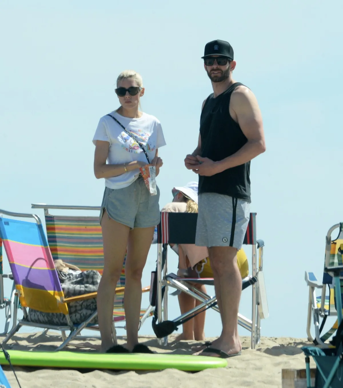 07/31/2021 EXCLUSIVE: Flip or Flop star Tarek El Moussa spotted for the first time after his reported 'blowup' at ex Christina Haack on the set of their show. Tarek was seen spending the day at the beach in Newport Beach with fiance Heather Young and their parents and his kids.,Image: 624965368, License: Rights-managed, Restrictions: Exclusive NO usage without agreed price and terms. Please contact sales@theimagedirect.com, Model Release: no, Pictured: Tarek El Moussa, Heather Young