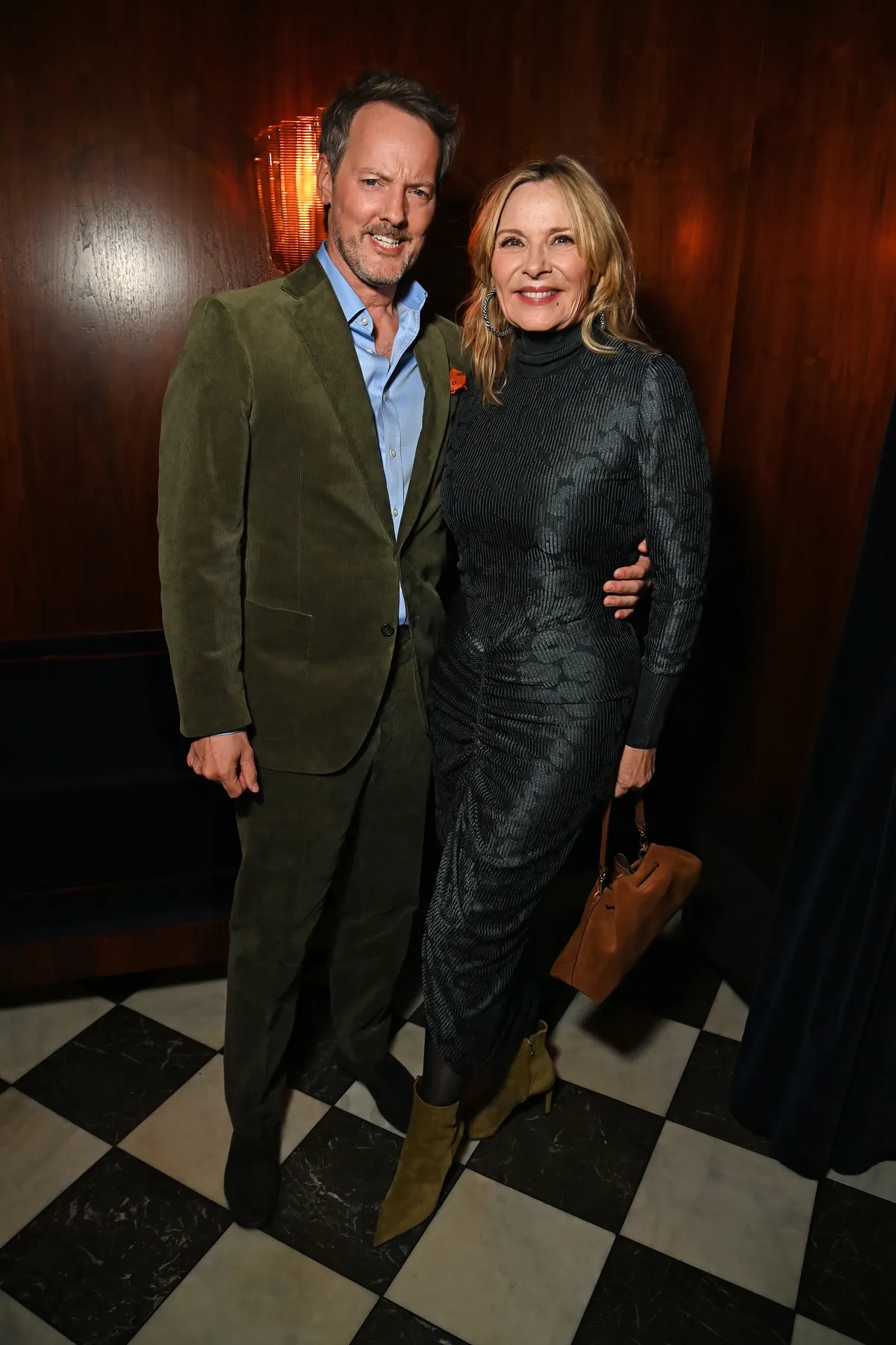 LONDON, ENGLAND - SEPTEMBER 15: Russell Thomas and Kim Cattrall attend the Jimmy Choo 'Meet Me At The Bar' dinner at The Dover, London on September 15, 2025 in London, England. (Photo by Dave Benett/Getty Images for Jimmy Choo)