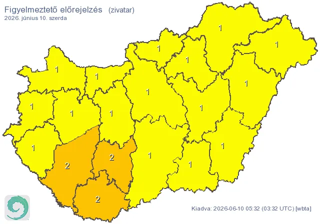 Zivatarok miatt adtak ki riasztást