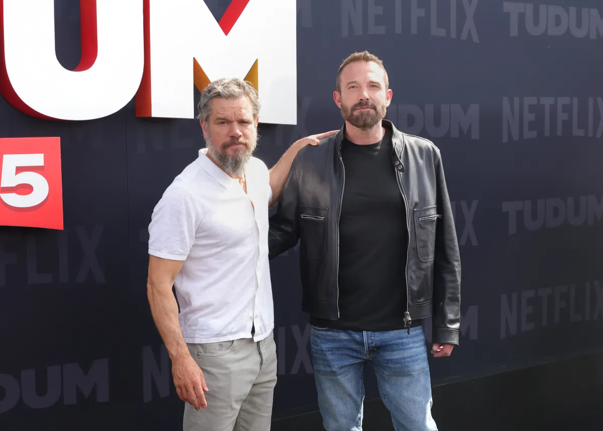 INGLEWOOD, CALIFORNIA - MAY 31: (L-R) Matt Damon and Ben Affleck attend Netflix Tudum 2025: The Live Event at The Kia Forum on May 31, 2025 in Inglewood, California. (Photo by Kevin Winter/Getty Images)
