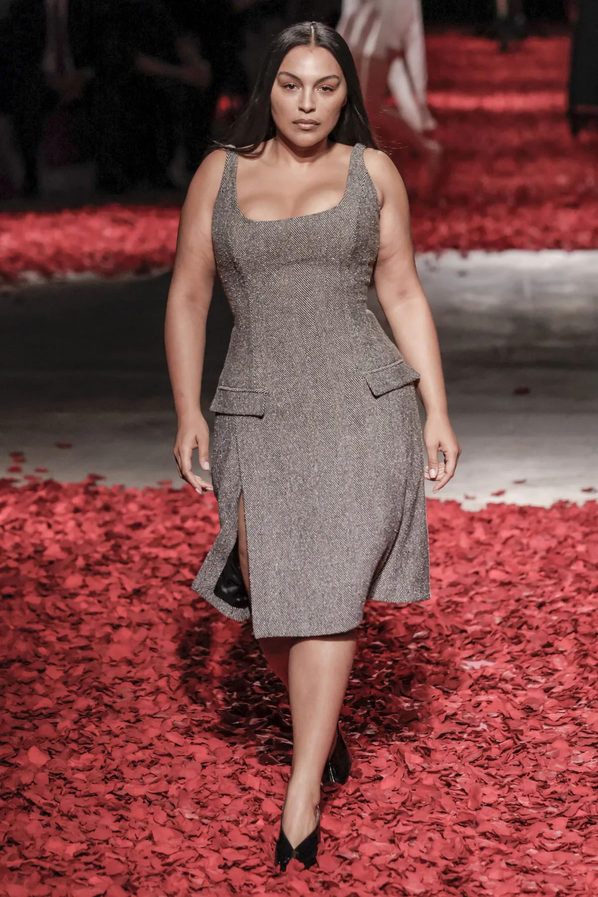 MILAN, ITALY - MARCH 01: Paloma Elsesser walks the runway during the Salvatore Ferragamo Ready to Wear Fall/Winter 2025-2026 fashion show as part of the Milan Fashion Week on March 1, 2025 in Milan, Italy. (Photo by Victor VIRGILE/Gamma-Rapho via Getty Images)