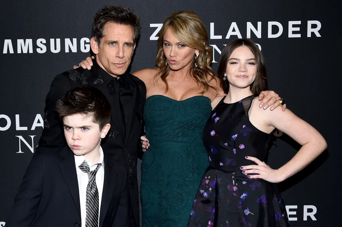 NEW YORK, NY - FEBRUARY 09:  (L-R) Quinlin Stiller, Ben Stiller, Christine Taylor and Ella Stiller attend the "Zoolander 2" World Premiere  at Alice Tully Hall on February 9, 2016 in New York City.  (Photo by Dimitrios Kambouris/Getty Images)