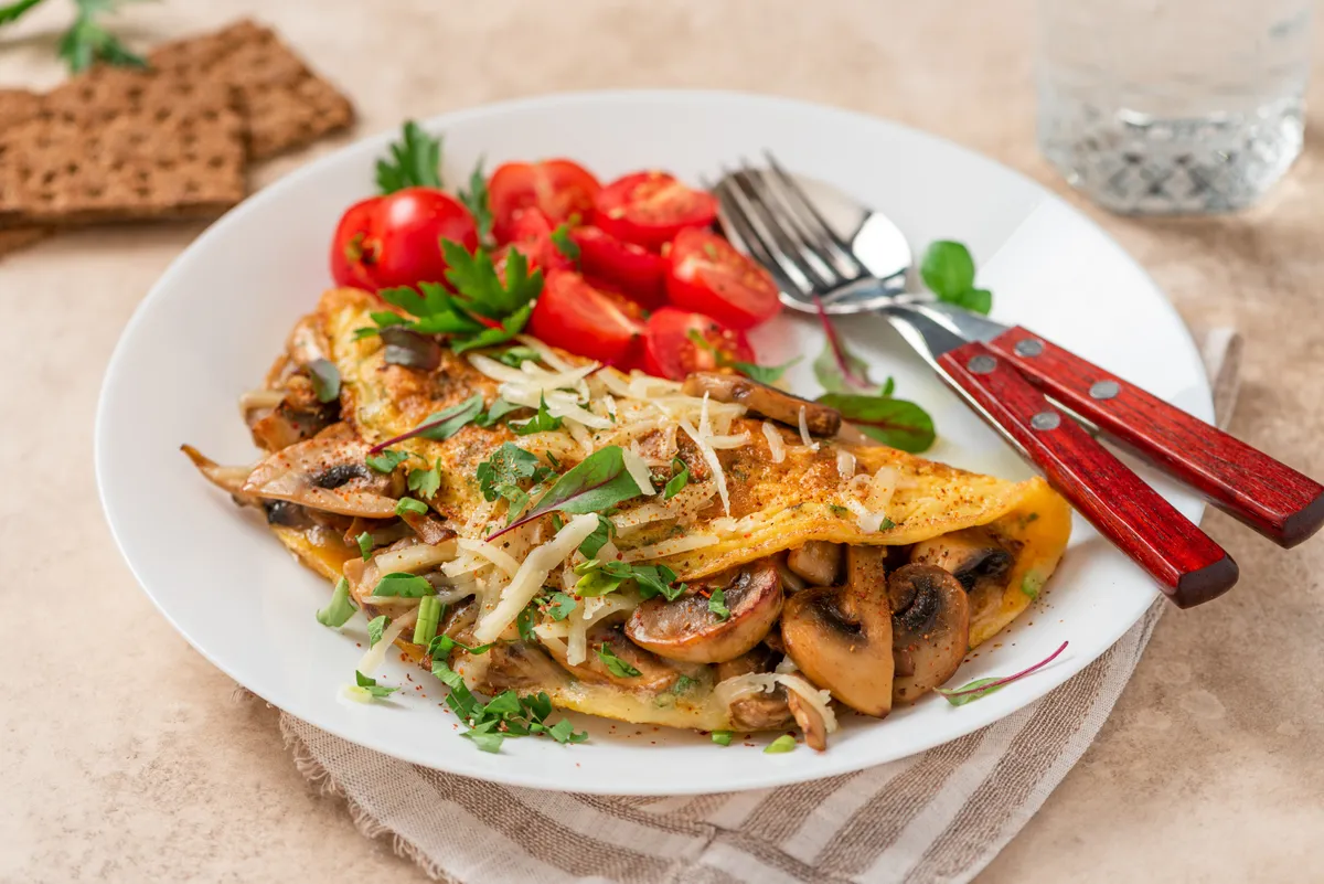 Gombás omlett, ebéd, egészség