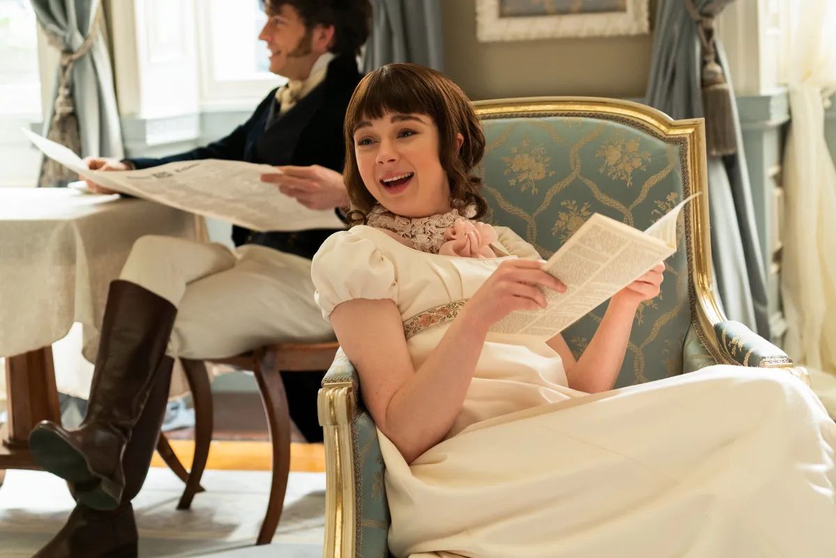 No UK: UK. Claudia Jessie in ©Netflix new series: Bridgerton (2020).
Plot: Wealth, lust, and betrayal set in the backdrop of Regency era England, seen through the eyes of the powerful Bridgerton family.
Ref: LMK106-J6796-181220
Supplied by LMKMEDIA. Editorial Only.
Landmark Media is not the copyright owner of these Film or TV stills but provides a service only for recognised Media outlets. pictures@lmkmedia.com,Image: 579365715, License: Rights-managed, Restrictions: No UK: Supplied by Landmark Media. Editorial Only. Landmark Media is not the copyright owner of these Film or TV stills but provides a service only for recognised Media outlets. Per la presente foto non è stata rilasciata liberatoria. Ai sensi di legge e, Model Release: no