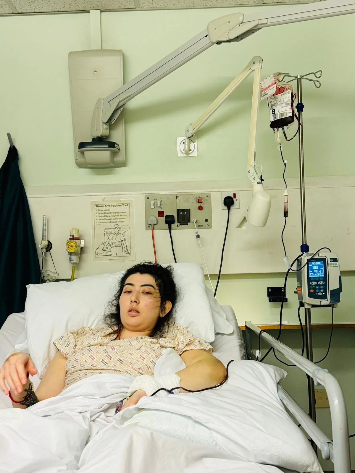 Pic from Kennedy News & Media (Pictured: CATHY WARREN, 29, IN HOSPITAL AFTER HER STROKE.) A holidaymaker says her life 'changed forever' when she suffered a stroke on a girls' trip abroad - and woke up with a THAI ACCENT. Cathy Warren, from Basingstoke, Hampshire, went on holiday to Fethiye, Turkey, celebrating her 28th birthday with pals in September 2024 and planned to go out for a birthday meal. While walking to dinner on September 27th says she was hit with a wave of dizziness before her 'legs stopped working' and she was unable to walk any further. DISCLAIMER: While Kennedy News and Media uses its best endeavours to establish the copyright and authenticity of all pictures supplied, it accepts no liability for any damage, loss or legal action caused by the use of images supplied and the publication of images is solely at your discretion. SEE KENNEDY NEWS COPY - 0161 697 4266