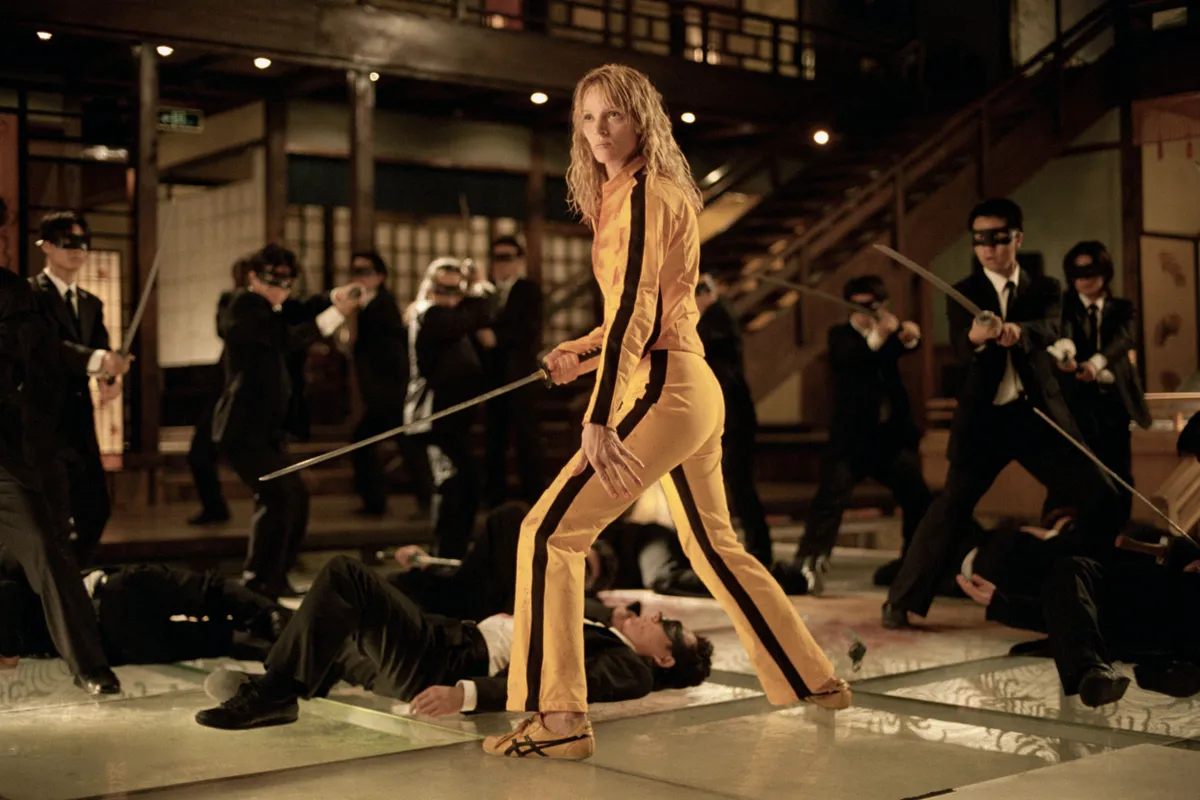 UMA THURMAN a Kill Bill című filmben, ami az egyik legnépszerűbb bosszúfilm. 