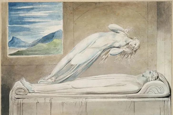 William Blake 1805-ös illusztrációja Robert Blair skót költő „A sír” című verséhez