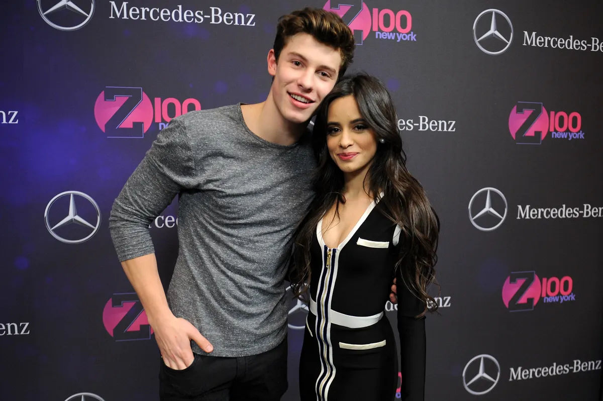 NEW YORK, NY - DECEMBER 11:  Musicians Shawn Mendes (L) Camila Cabello of Fifth Harmony attend Z100's Jingle Ball 2015 at Madison Square Garden on December 11, 2015 in New York City.  (Photo by Brad Barket/Getty Images for iHeartMedia)