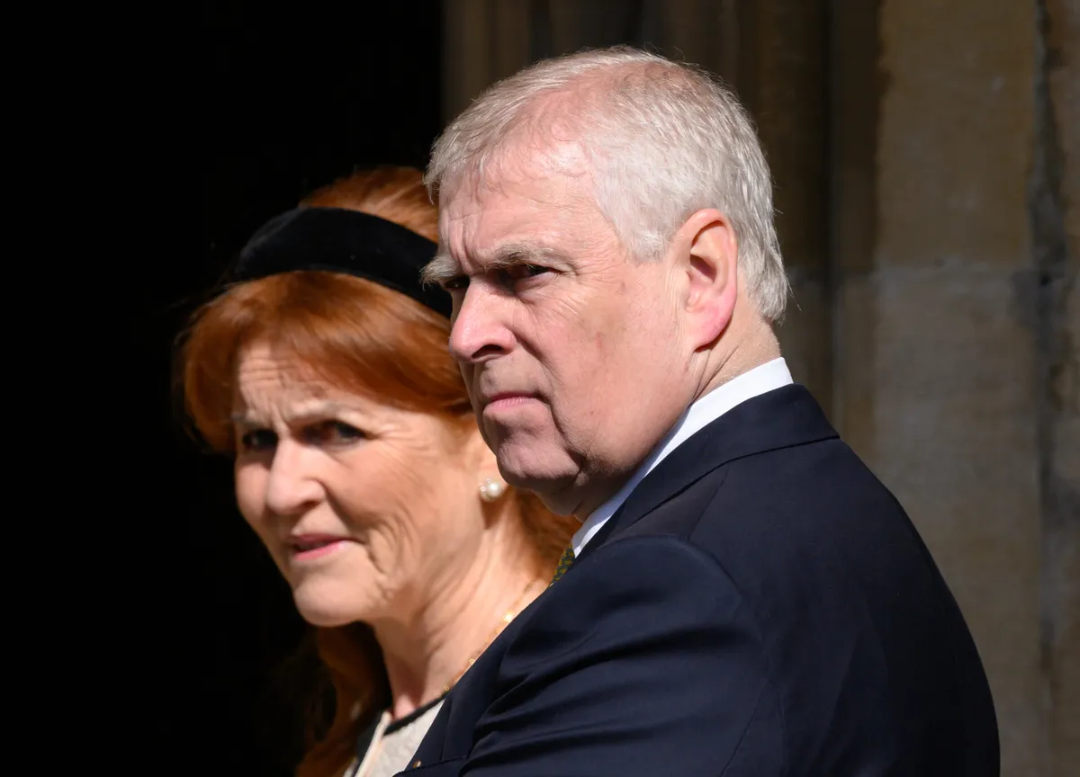 WINDSOR, ENGLAND - APRIL 20: Sarah Ferguson, Duchess of York and Prince Andrew, Duke of York attends the Easter Sunday Mattins Service at St George's Chapel on April 20, 2025 in Windsor, England. (Photo by Karwai Tang/WireImage)