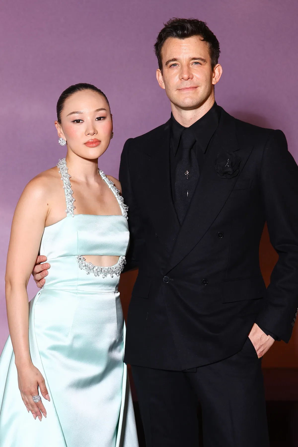 PARIS, FRANCE - JANUARY 14: Yerin Ha and Luke Thompson attend the "Bridgerton" Season 4 Paris World Premiere at Palais Brongniart on January 14, 2026 in Paris, France. (Photo by Marc Piasecki/WireImage)