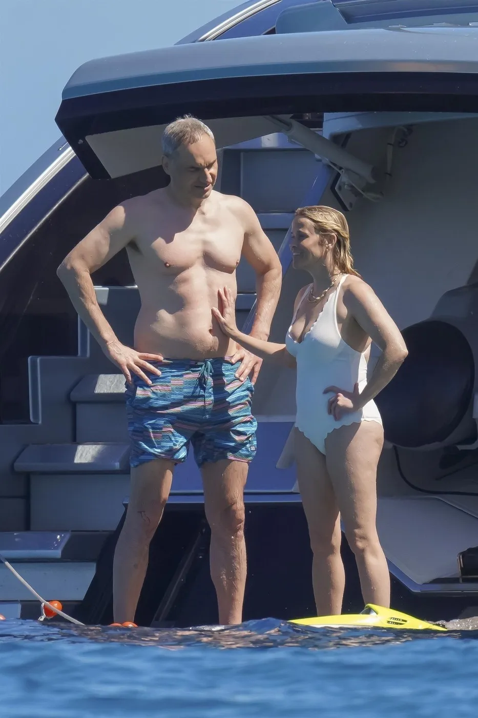 *PREMIUM-EXCLUSIVE* Saint-Tropez, FRANCE  MUST CALL FOR PRICING BEFORE USAGE - 

*PICTURES TAKEN ON 13/07/2025* - 

American actress Reese Witherspoon enjoys a romantic escape with her boyfriend Oliver Haarmann aboard a luxury yacht in Saint-Tropez. The loved-up pair shared kisses, cuddles, and snorkeled together in the clear Mediterranean waters. Reese looked stunning in a scallop-edged white one-piece swimsuit paired with a pink diving mask, while Oliver kept it relaxed in patterned swim trunks. The duo looked completely smitten under the summer sun.

*Pictures Containing Children Please Pixelate Face Prior To Publication*,Image: 1022183900, License: Rights-managed, Restrictions: RIGHTS:  AFGHANISTAN, ALBANIA, ANDORRA, ANGOLA, ARMENIA, ANTIGUA AND BARBUDA, AUSTRALIA, AZERBAIJAN, BAHAMAS, BARBADOS, BELARUS, BENIN, BANGLADESH, BAHRAIN, SAINT BARTHELEMY, SAINT BARTHELEMY, BOSNIA, BOTSWANA, BULGARIA, CHINA, IVORY COAST, CAPE VERDE, CROATIA, CUBA, CAYMAN ISLANDS, CYPRUS, CZECH REPUBLIC, DJIBOUTI, DOMINICA, DOMINICAN REPUBLIC, ALGERIA, EGYPT, ESTONIA, ETHIOPIA, GHANA, GUADELOUPE, GREECE, GRENADA, HAITI, HONG KONG, HUNGARY, ICELAND, INDIA, INDONESIA, IRELAND, IRAN, IRAQ, ISRAEL, JAMAICA, JAPAN, JERSEY, JORDAN, KAZAKHSTAN, KENYA, KOREA, LATVIA, LEBANON, SAINT LUCIA, LESOTHO, LIBYA, LITHUANIA, LUXEMBOURG, SAINT MARTIN, MALAWI, MALTA, MAURITIUS, MALDIVES, NORTH MACEDONIA, MONTENEGRO, MOLDOVA, MONACO, MOROCCO, MOZAMBIQUE, MAURITANIA, MYANMAR, MALAYSIA, NAMIBIA, NEW ZEALAND, NIGERIA, NORTH KOREA, PHILIPPINES, POLAND, PORTUGAL, PUERTO RICO, QATAR, ROMANIA, RUSSIA, RWANDA, SAUDI ARABIA, SCOTLAND, SERBIA, SINGAPORE, SLOVAKIA, SLOVENIA, SOUTH AFRICA, SOUTH KOREA, TAIWAN, CHAD, THAILAND, TUNISIA, TURKEY, TURKS AND CAICOS ISLANDS, UGANDA, UKRAINE, UNITED ARAB EMIRATES, VATICAN CITY, SAINT VINCENT AND THE GRENADINES, VIETNAM, SAMOA, ZAMBIA, ZIMBABWE, Model Release: no, Pictured: Reese Witherspoon, Oliver Haarmann
