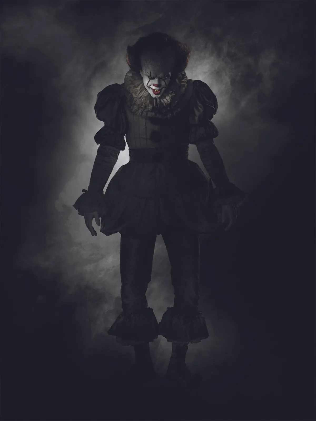 RELEASE DATE: September 8, 2017 TITLE: It STUDIO: New Line Cinema DIRECTOR: Andy Muschietti PLOT: A group of bullied kids band together when a shapeshifting demon, taking the appearance of a clown, begins hunting children. STARRING: BILL SKARSGARD as Pennywise poster art.