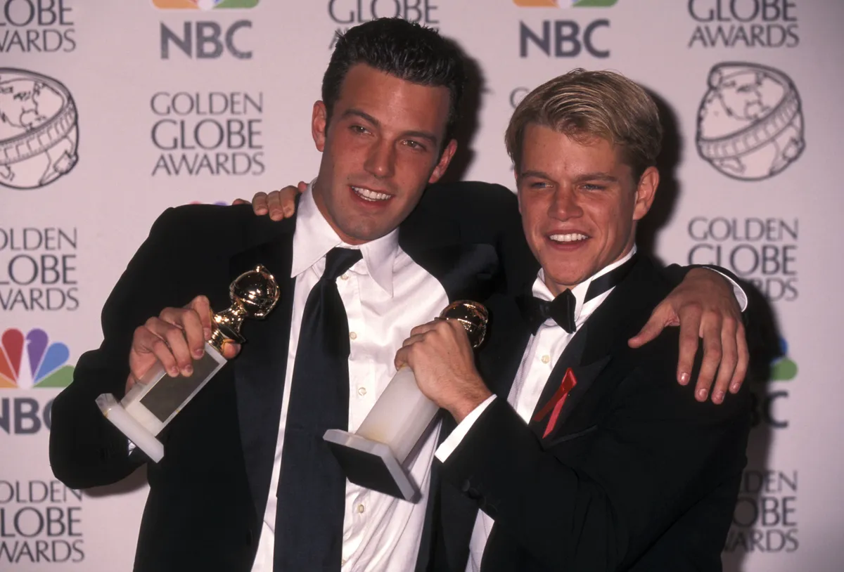 Actor Ben Affleck and actor Matt Damon attend the 55th Annual Golden Globe Awards on January 18, 1998 at Beverly Hilton Hotel in Beverly Hills, California. (Photo by Ron Galella, Ltd./Ron Galella Collection via Getty Images)