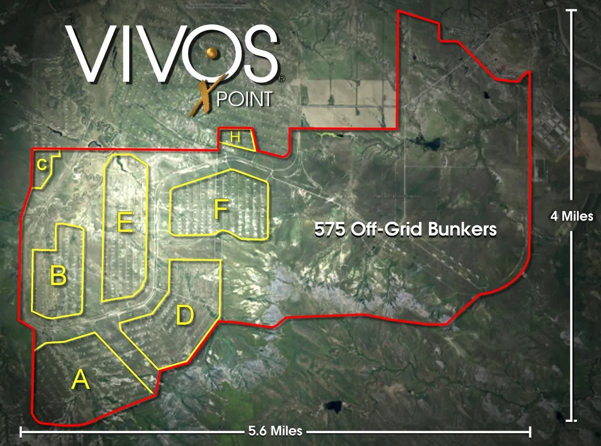 A VIVOS X Point luxusbunker térképe.