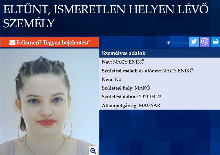 z X-Faktor versenyzőjét, Nagy Enikőt keresi a rendőrség
