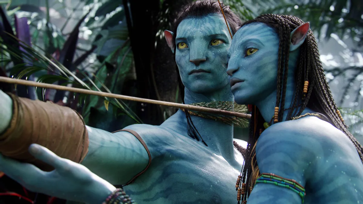 RELEASE DATE: December 18, 2009. MOVIE TITLE: Avatar. STUDIO: 20th Century Fox. PLOT: In the future, Jake, a paraplegic war veteran, is brought to another planet, Pandora, which is inhabited by the Na'vi, a humanoid race with their own language and culture. Those from Earth find themselves at odds with each other and the local culture. PICTURED: SAM WORTHINGTON as Jake Sully and ZOE SALDANA as Neytiri