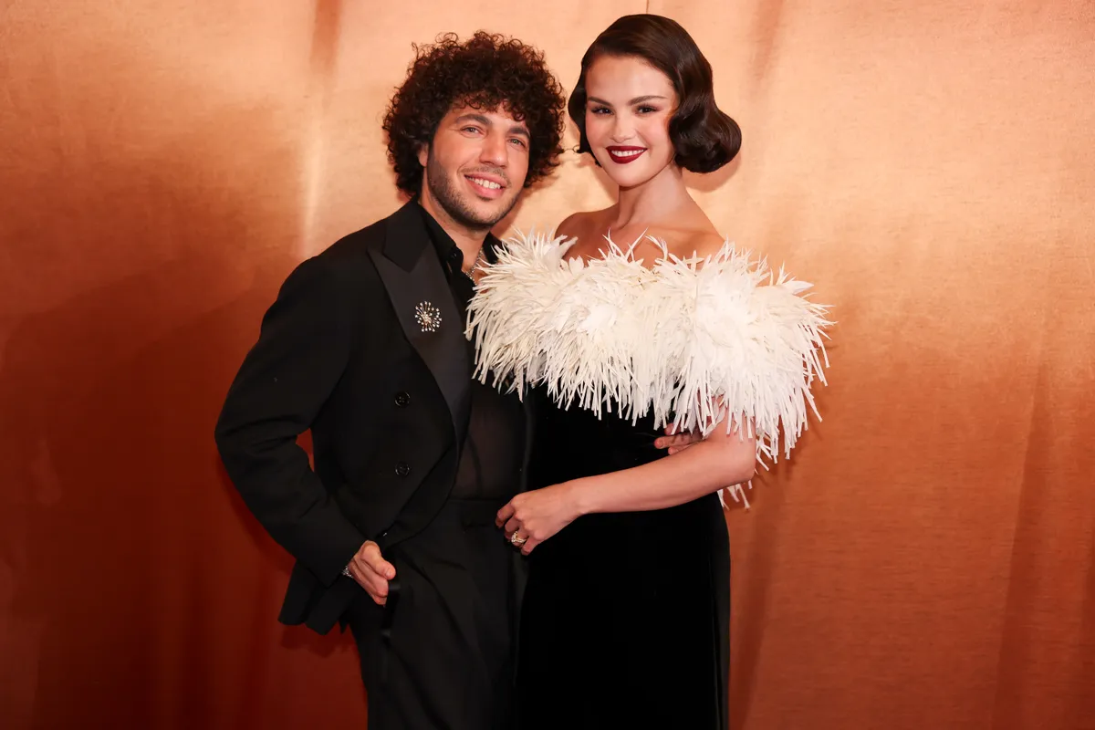 Benny Blanco and Selena Gomez at the 83rd Annual Golden Globes held at The Beverly Hilton on January 11, 2026 in Beverly Hills, California. (Photo by Christopher Polk/2026GG/Penske Media via Getty Images)