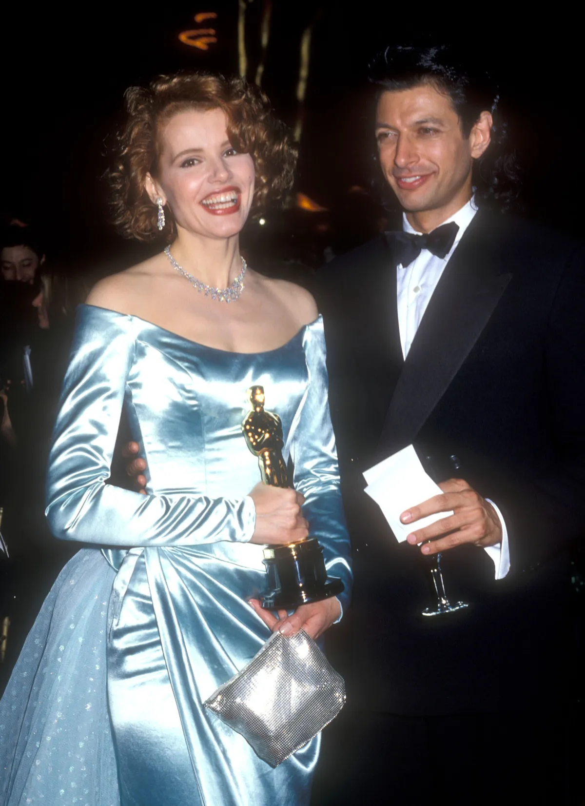 (EXCLUSIVE, Premium Rates Apply) Geena Davis and Jeff Goldblum (Photo by Barry King/WireImage)