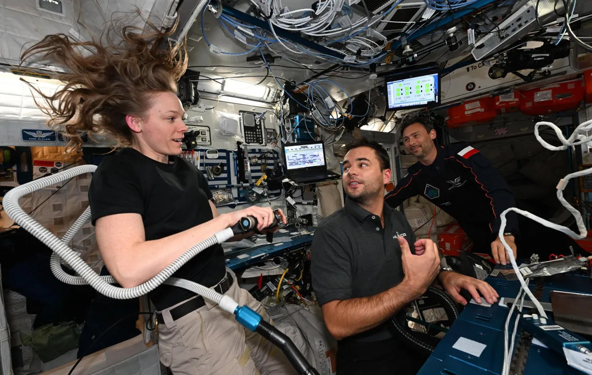 Crew of the International Space Station get their hair cut by NASA astronaut Nichole Ayers on the weekend of 12 July 2025.           Following their recent highest ever cocktail party, the crew of the International Space Station (ISS) have shown off the most remote barber shop. NASA astronaut Nichole Ayers was on hand 260 miles above Earth to tidy up the locks of her fellow space people last weekend. She said Monday (14 July): "We said goodbye to our Ax4 friends today. I was just reminiscing on the haircuts from last weekend! After a long quarantine, I think it was nice for them. We joked about how I might have a future in the haircutting business when I get back on Earth, but the reviews are still out." Before the SpaceX Axiom-4 (Ax4) crew returned home Tuesday, the ISS had a multinational crew, primarily composed of astronauts from the United States, Russia, and Japan, with the additional private astronauts from other countries aboard.
Photo released 16/07/2025