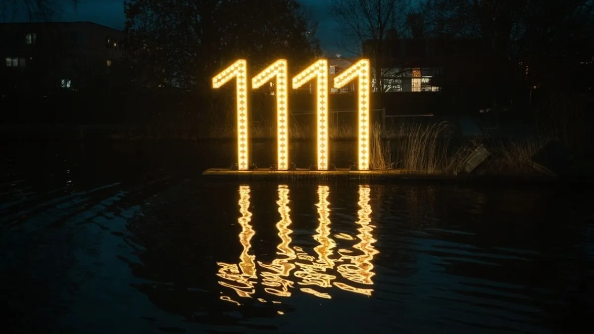 A 1111-es angyalszám tükröződik eg tavon.