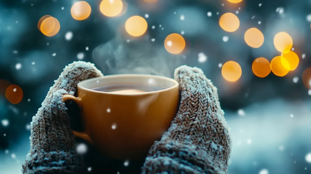 Téli ital kesztyűs kézben.