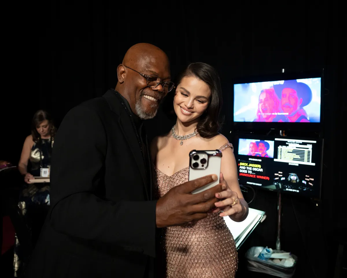 THE OSCARS® "The Oscars" will be held on Sunday, March 2, 2025, at the Dolby® Theatre at Ovation Hollywood and will air live on ABC, Hulu and broadcast outlets in more than 200 territories worldwide. (Disney/Eric McCandless)SAMUEL L. JACKSON, SELENA GOMEZ (Photo by Eric McCandless/Disney via Getty Images)